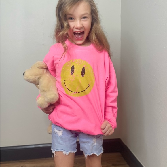 Kid's Smiley 2 Tee Neon Blue